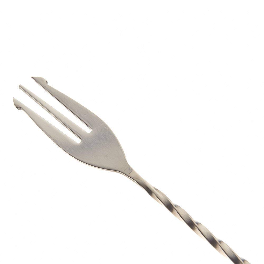 THW® Stainless Steel Double Head Cocktail Drink Mixer Stirring Spoon with Fork - Bar Tools Set of 2 Pieces for Mixing Cocktails, Coffee, and Smoothies at Home or Professional Bars