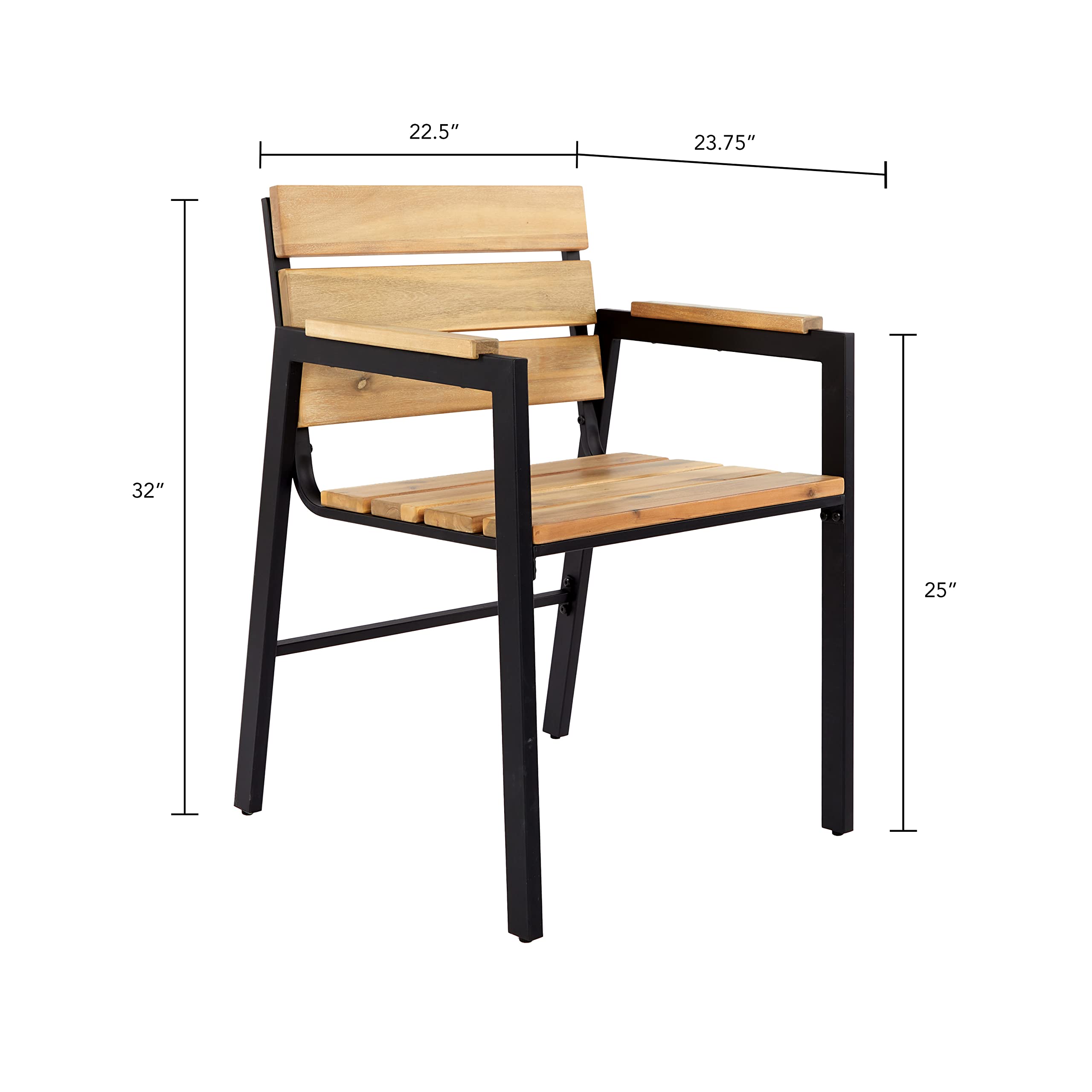 SEI Furniture Standlake 5-Piece Outdoor Dining Set - Natural Teak & Black Wicker Patio Furniture for Backyard, Garden, or Poolside Entertaining