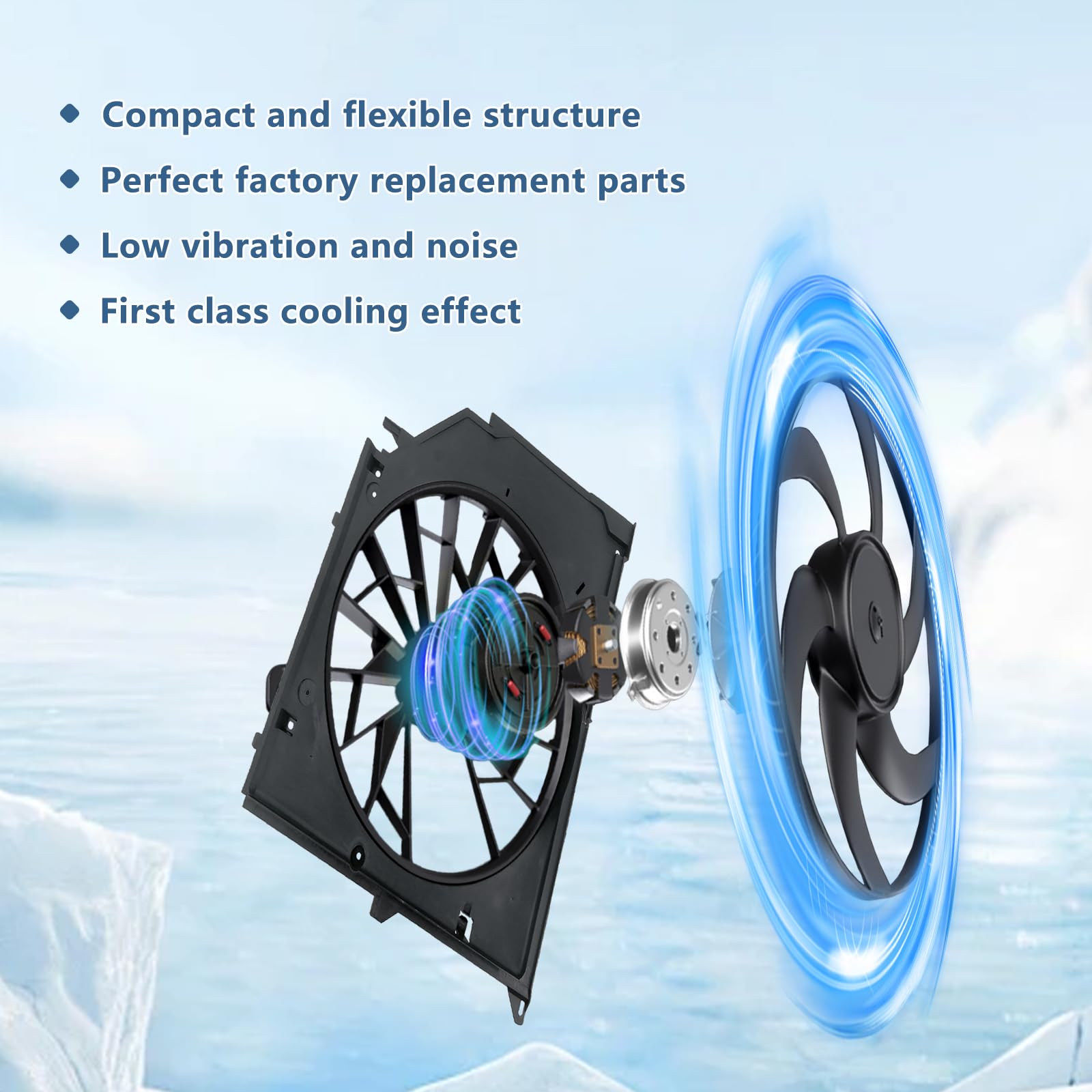 Bapmic 1K0121207BB Front Radiator Cooling Fan Assembly Compatible with Volkswagen Beetle Golf Jetta Rabbit 2.0L 2.5L 2005-2015 Models - Perfect for Engine Cooling & Overheating Prevention