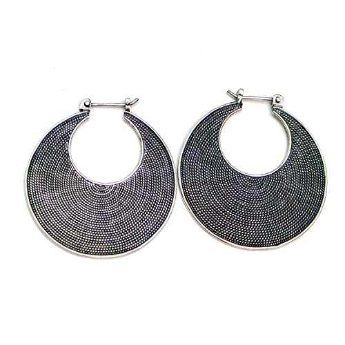 35mm Crescent Moon Oxidized Sterling Silver Hoop Earrings for Women - Dainty Boho Jewelry Gift for Her - Perfect for Everyday Wear, Parties & Special Occasions
