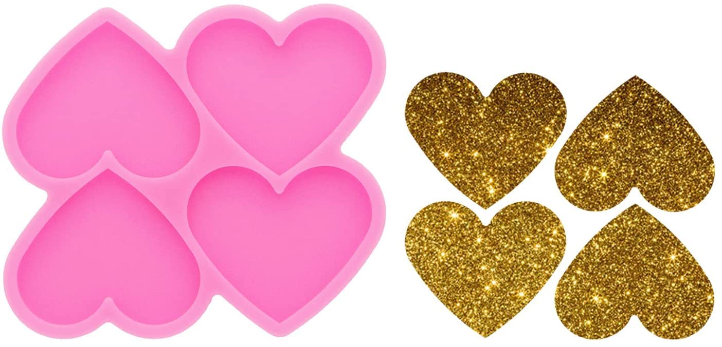 3Pcs Silicone Resin Molds Set - Star, Heart & Octagon 4-Cavity Molds (1.7 Inch) for DIY Jewelry, Badge Reels & Epoxy Casting | Perfect for Keychains, Pendants & Craft Projects