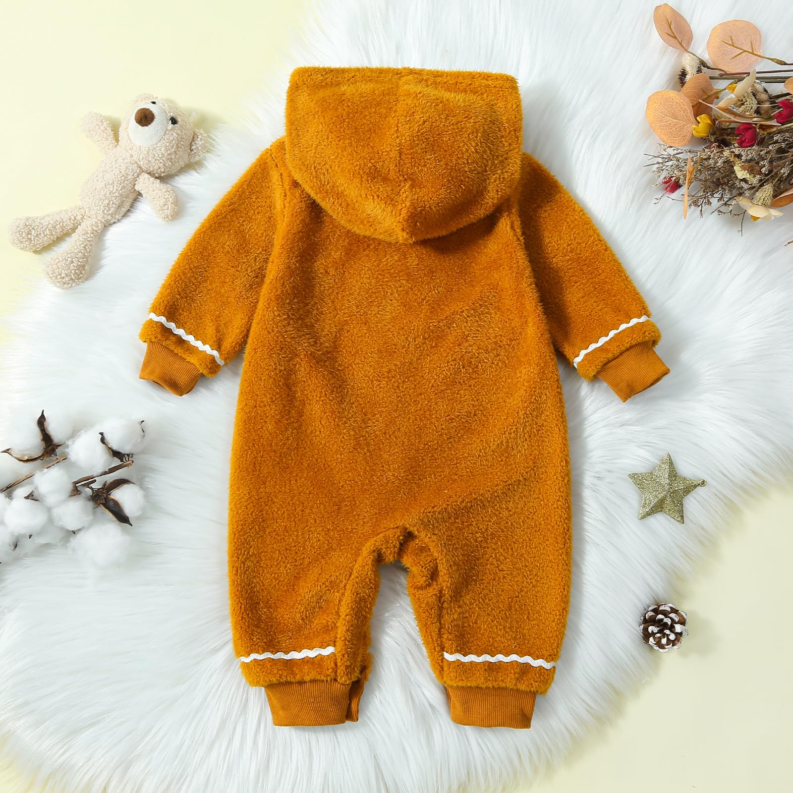 Adorable Newborn Baby Boy & Girl First Christmas Outfit - Gingerbread Man Costume with Zipper, Long Sleeve Onesie Romper - Perfect for Holiday Photos & Family Gatherings