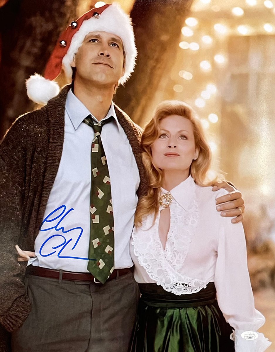 Authentic Chevy Chase & Ellen Griswold Signed 16x20 Christmas Vacation Photo with JSA Certificate - Perfect for Movie Memorabilia Collectors & Holiday Decor