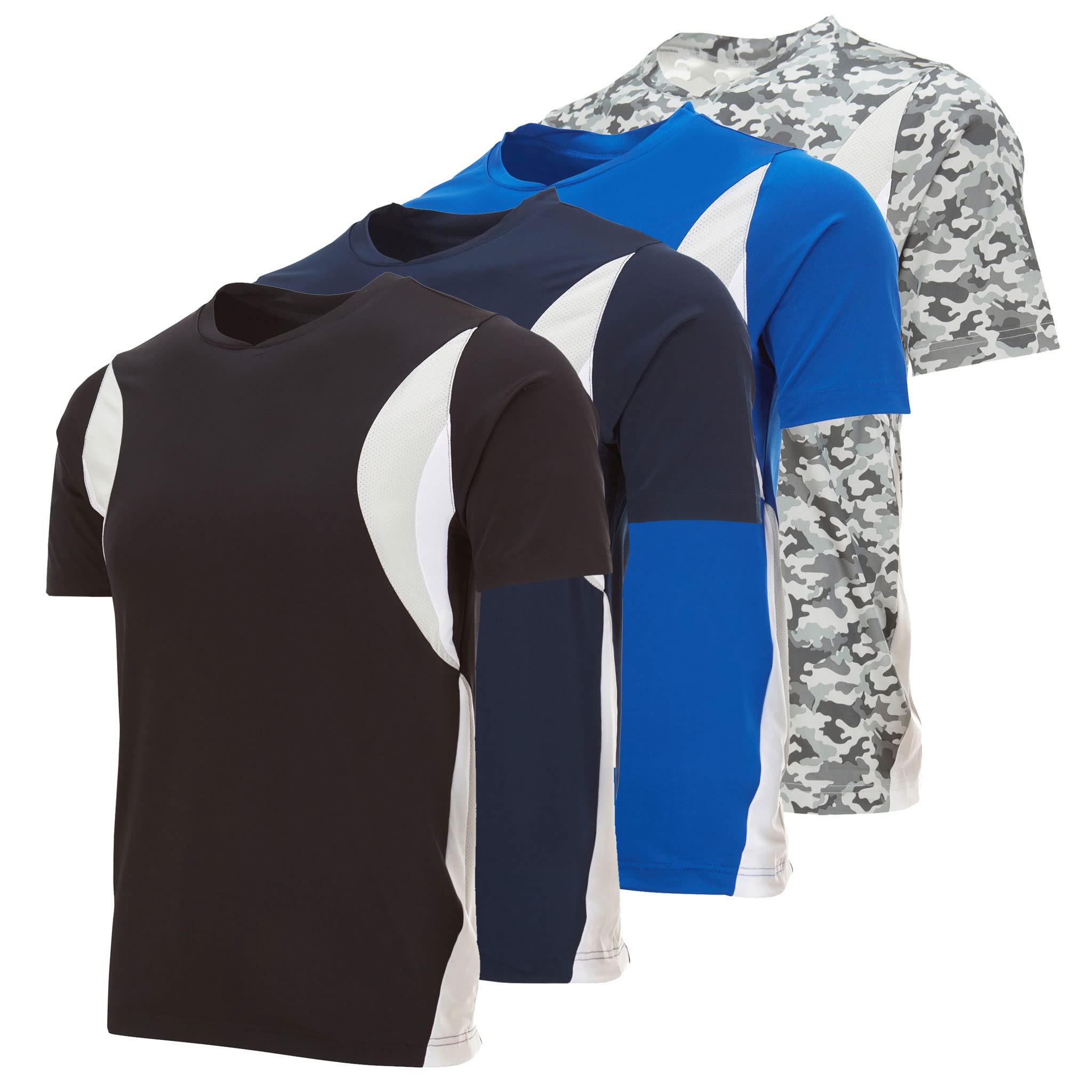 Men's Dry Fit Athletic Shirts - 4 Pack Moisture Wicking Workout T-Shirts for Gym, Running & Training - Breathable Loose Fit Performance Tees for Active Lifestyle