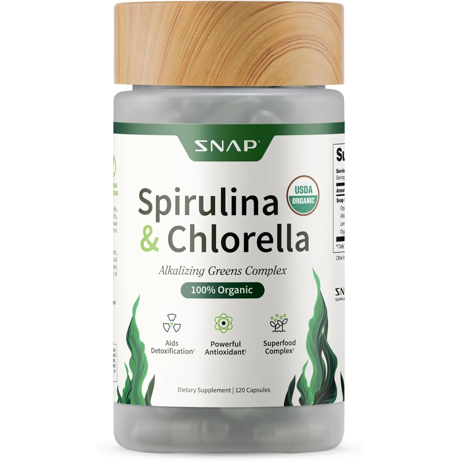 Organic SNAP Spirulina & Chlorella Powder - Superfood Supplement for Detox, Energy & Immunity Boost - Perfect for Smoothies, Juices & Healthy Recipes