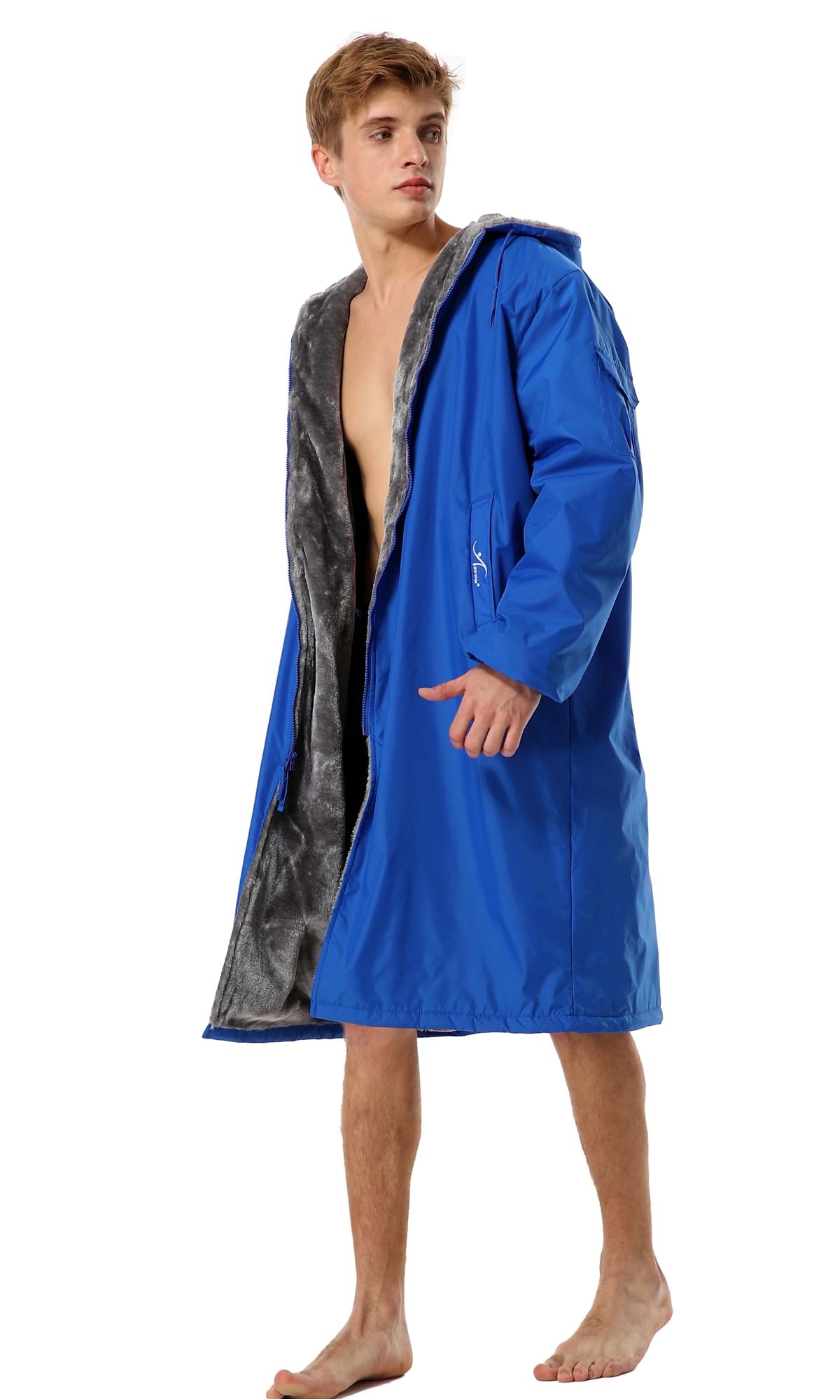 Adoretex Unisex Adult & Youth Waterproof Swim Parka with Soft Faux Fur Lining - Warm Cover-Up for Beach, Pool & Water Sports