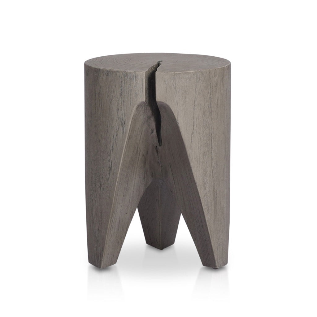 Petros Outdoor End Table - Weathered Grey Teak Patio Side Table for Garden, Poolside & Deck - Durable Weather-Resistant Accent Table