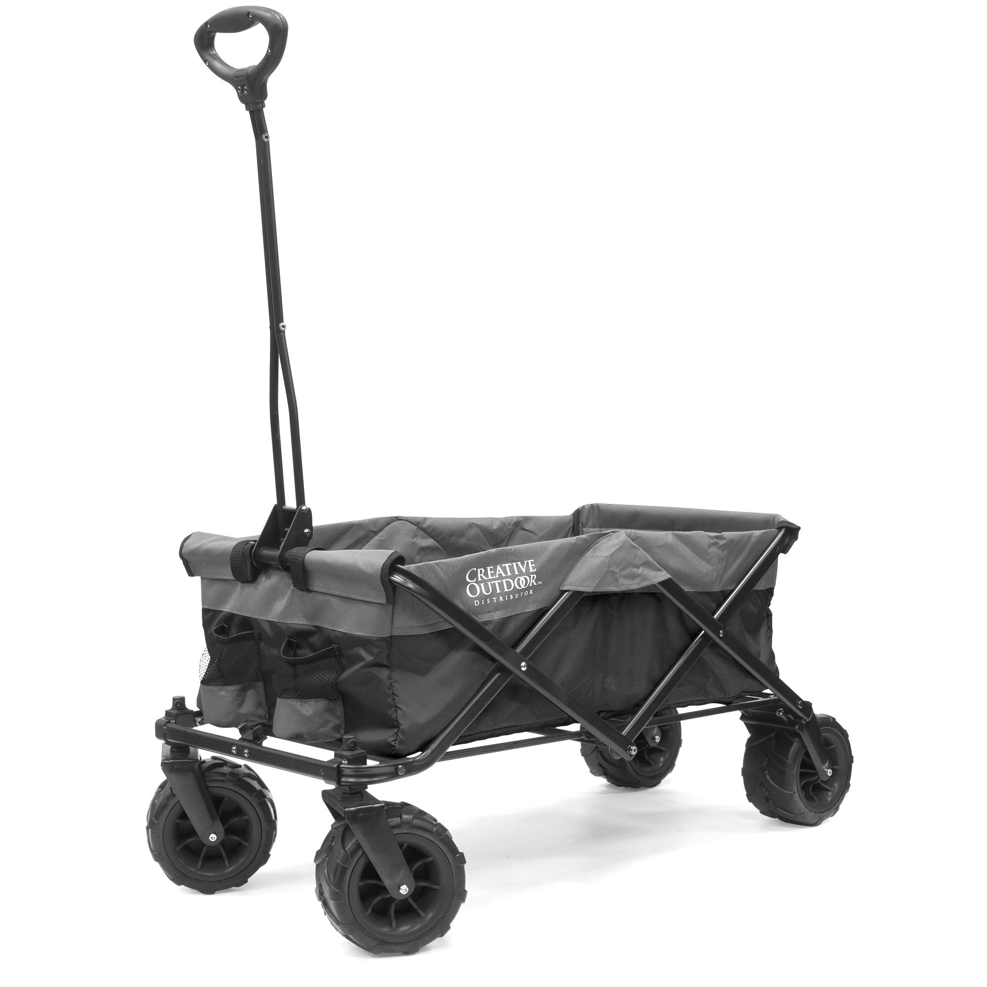All-Terrain Collapsible Folding Wagon Cart for Beach, Park, Garden & Tailgate | Heavy-Duty Outdoor Utility Cart | Black & Gray | Perfect for Camping, Picnics & Grocery Hauling