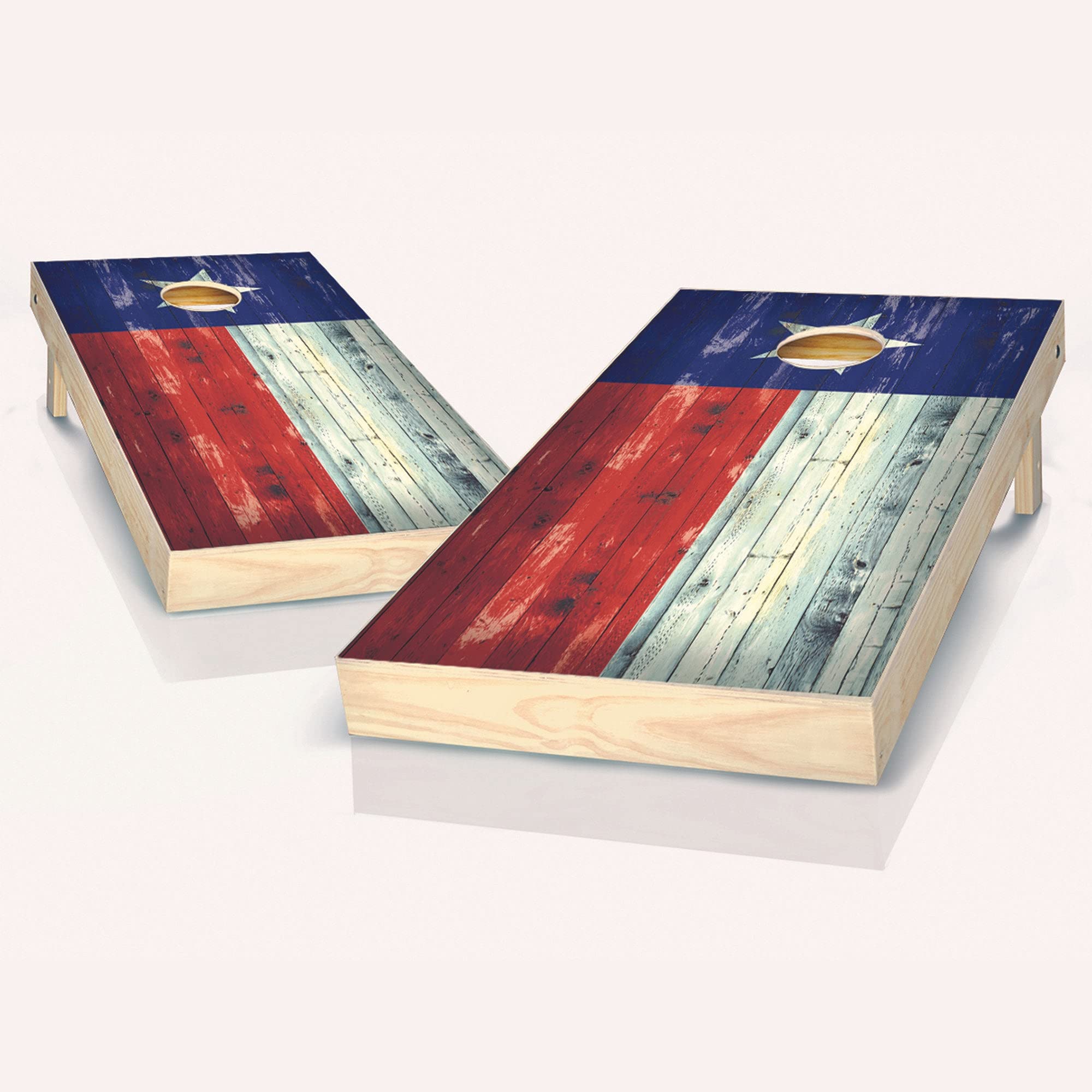 Skip's Garage Texas Distressed State Flag Cornhole Game Set - 2 Boards & 8 Bags with Accessories - Outdoor Lawn Games for Backyard, Tailgating, and Parties