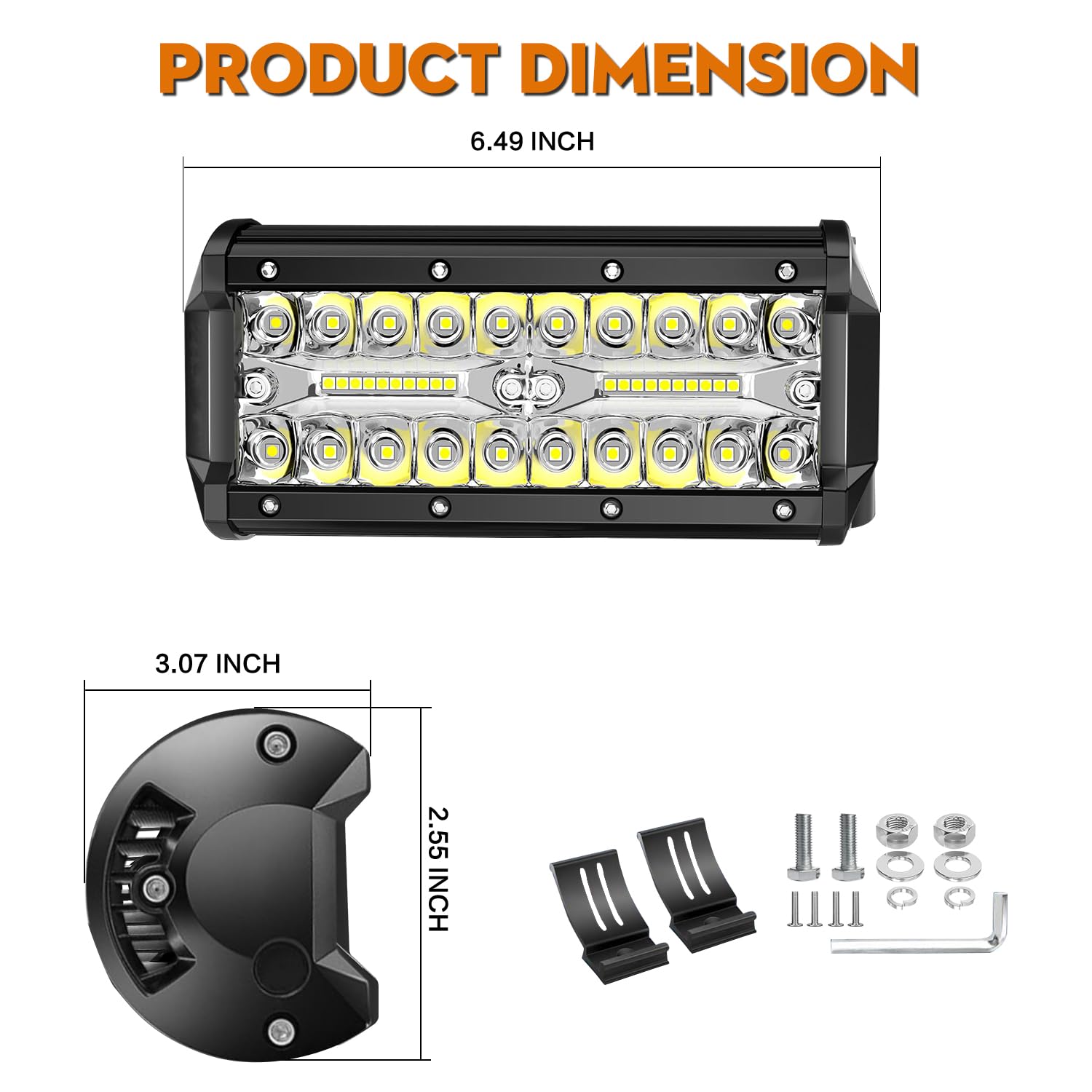 YEEGO DIRECT 7 Inch LED Light Bar - 240W 24000lm Off Road Lights with Wiring Harness (10ft/2 Lead) - Waterproof Spot Flood Combo Beam for Trucks, Pickups, ATV, UTV, SUV, Boats - Perfect for Off-Roading, Camping & Night Driving