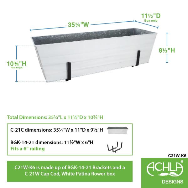 Decorative Flower Box with Sturdy Railing Brackets - Perfect for Balcony, Deck, and Window Garden Decor