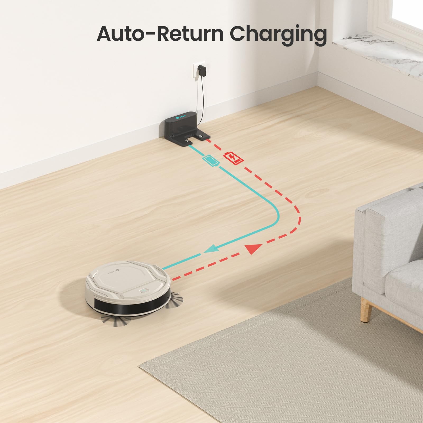 Lefant M210 Pro Robot Vacuum Cleaner - 2200Pa Strong Suction, Tangle-Free, Slim & Quiet Design, Self-Charging, Wi-Fi/APP & Alexa Compatible - Perfect for Pet Hair, Hardwood Floors, Carpets - Ideal for Home, Office, and Pet Owners