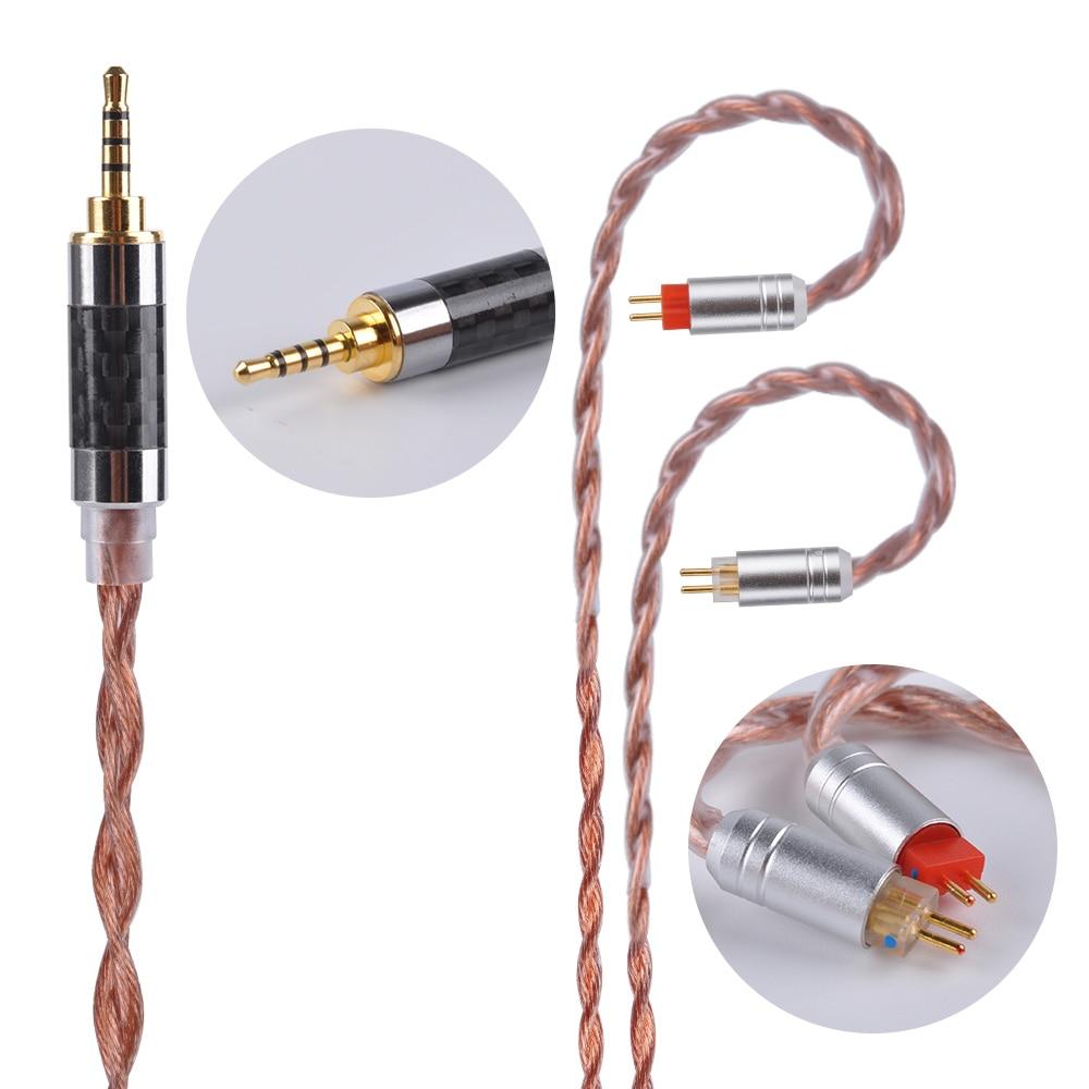 Yinyoo 4 Core Alloy Pure Copper Cable for MMCX/2pin Headphones - 2.5mm/3.5mm/4.4mm Balanced Audio Upgrade - Perfect for Audiophiles & Studio Monitoring