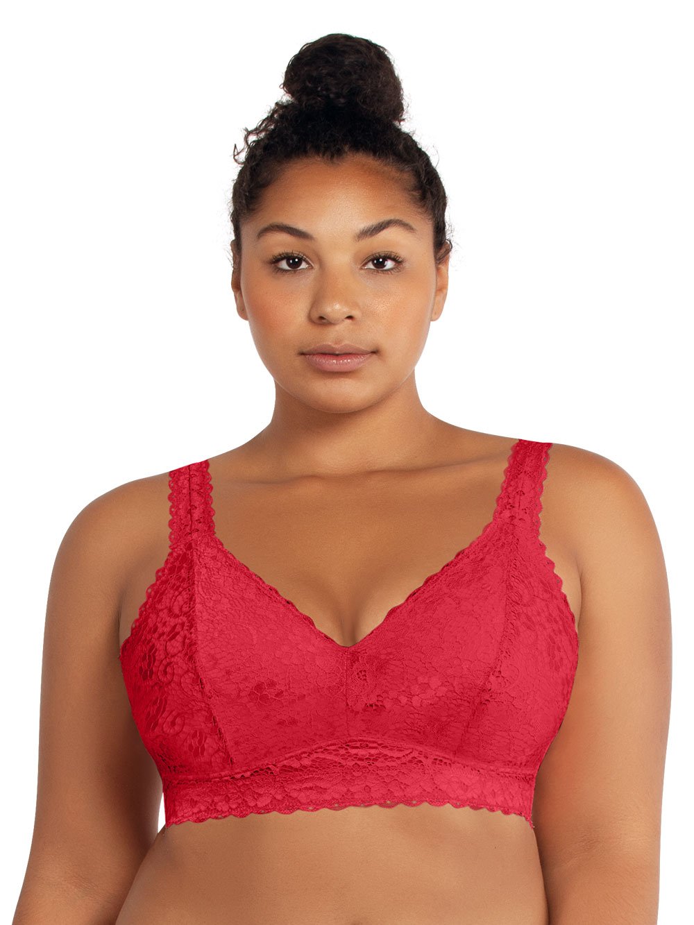 Adriana Lace Bralette - Sexy Red Lingerie for Women | Comfortable Wireless Bra | Perfect for Date Night, Bridal Shower & Boudoir Photography
