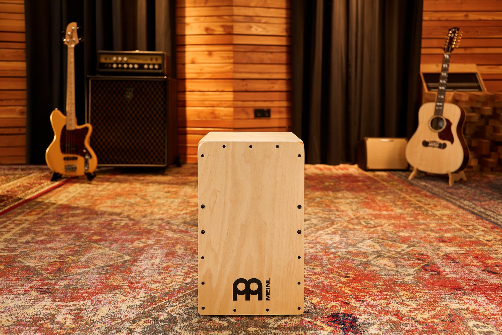 **Meinl Percussion Woodcraft Pickup String Cajon Box Drum with Electronics – Amplified for PA Systems & Snare Effect – Hand-Playable Baltic Birch – 2-Year Warranty (PWC100B) – Perfect for Live Performances, Studio Recording & Acoustic Sessions**