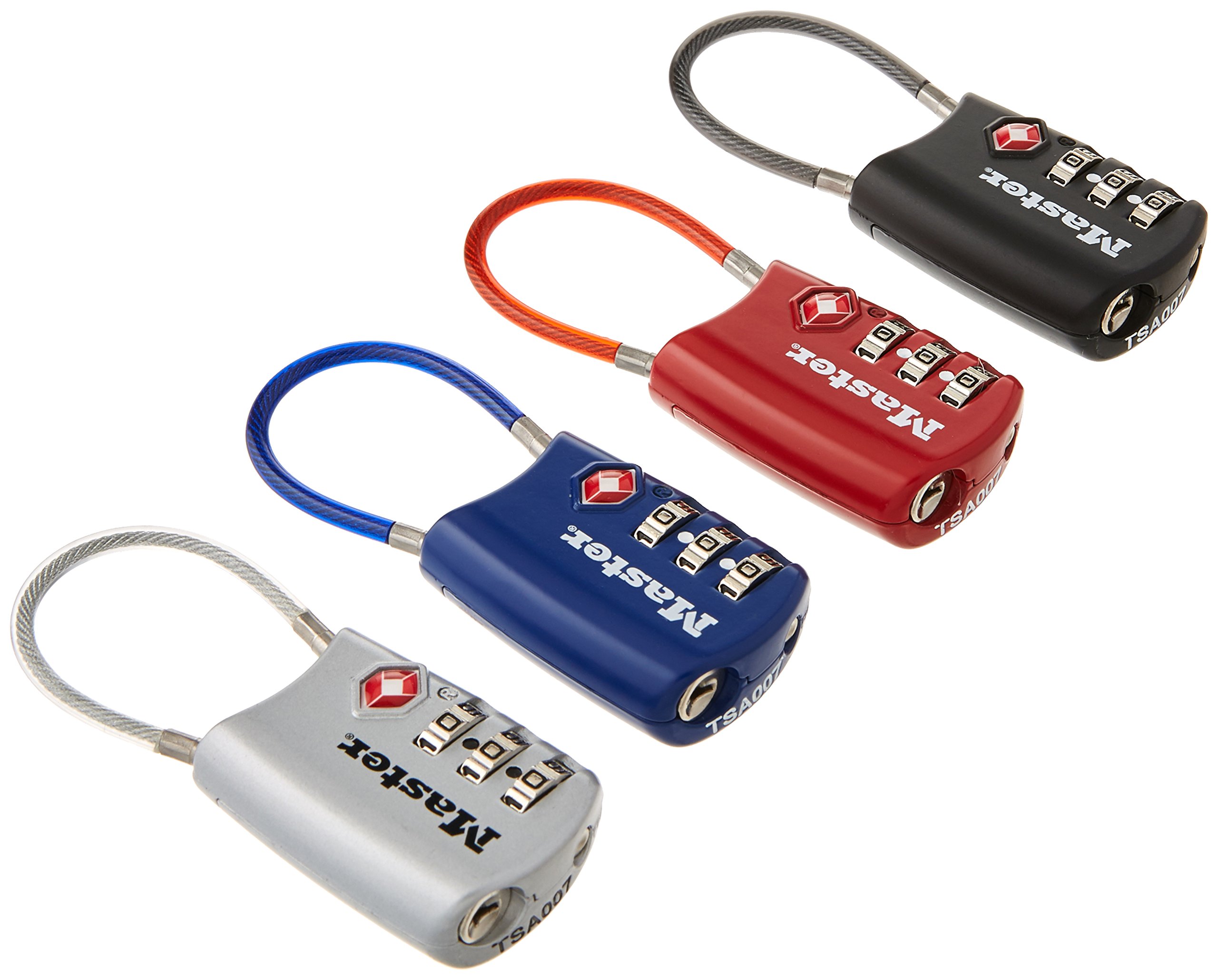 Master Lock 4688D TSA Approved Cable Luggage Locks (4-Pack) - Secure Travel Luggage, Suitcases & Backpacks - Color May Vary - Ideal for Air Travel, Hotels & Storage