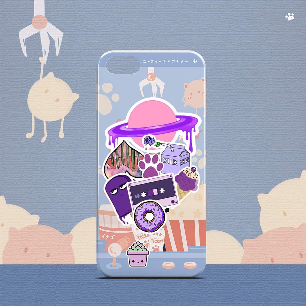 50 PCS Cute Purple Aesthetic Stickers for Girls - Waterproof Vinyl Decals for Water Bottles, Laptops, Phones - Perfect for Teens & Kids DIY Crafts, School Supplies, and Room Decor