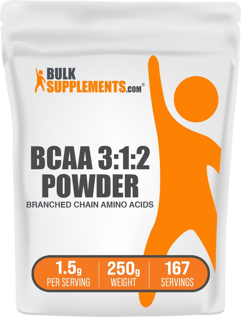 BulkSupplements.com BCAA 3:1:2 Powder - Unflavored Branched Chain Amino Acid Supplement for Muscle Recovery & Workout Performance - 1500mg per Serving, 250g (8.8 oz) - Ideal for Athletes, Bodybuilders & Fitness Enthusiasts