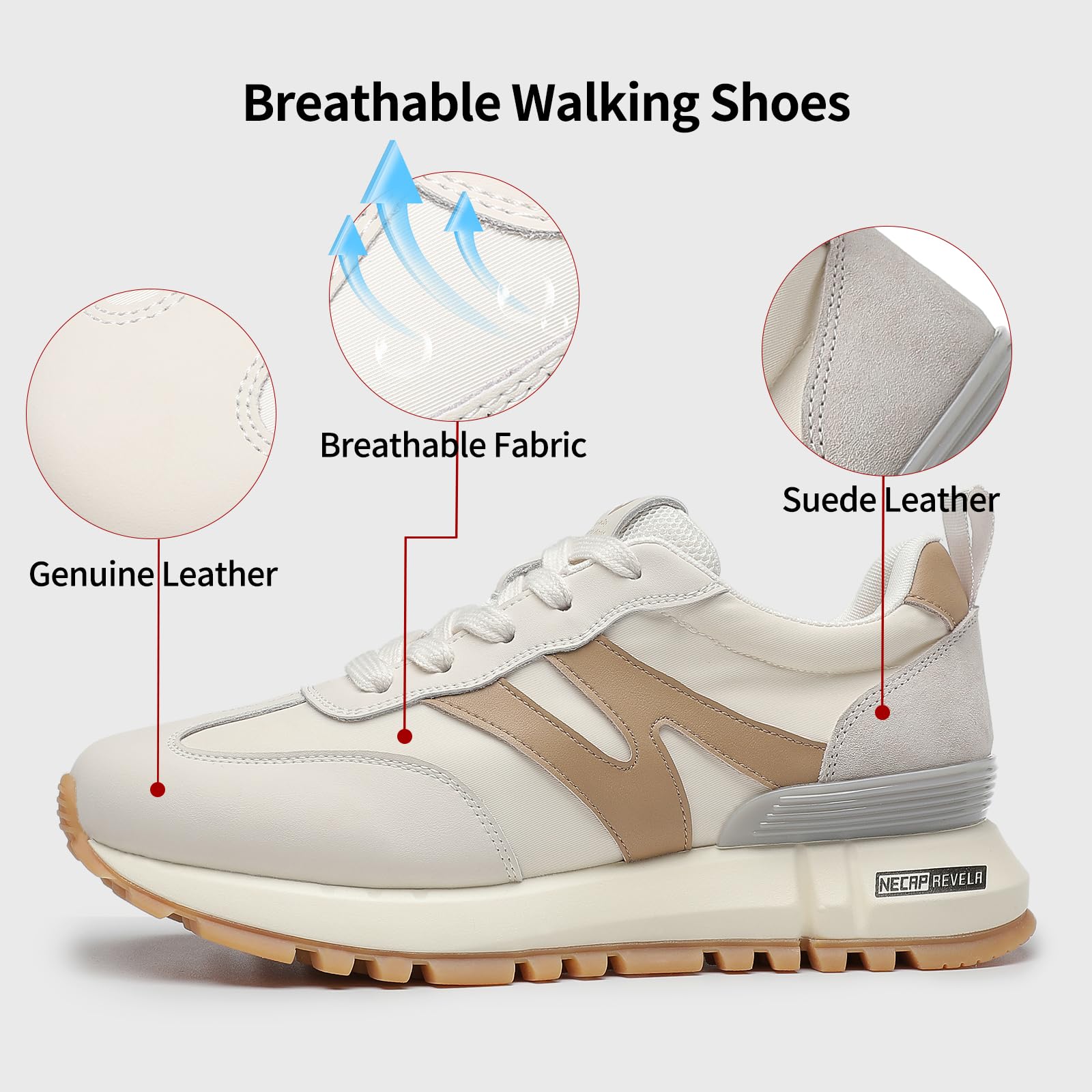 Somiliss Women's Genuine Leather & Suede Patchwork Sneakers - Non-Slip Comfortable Walking Shoes for Casual, Tennis & Running | Fashion Lace-Up Sneakers for Everyday Wear, Workouts & Outdoor Activities