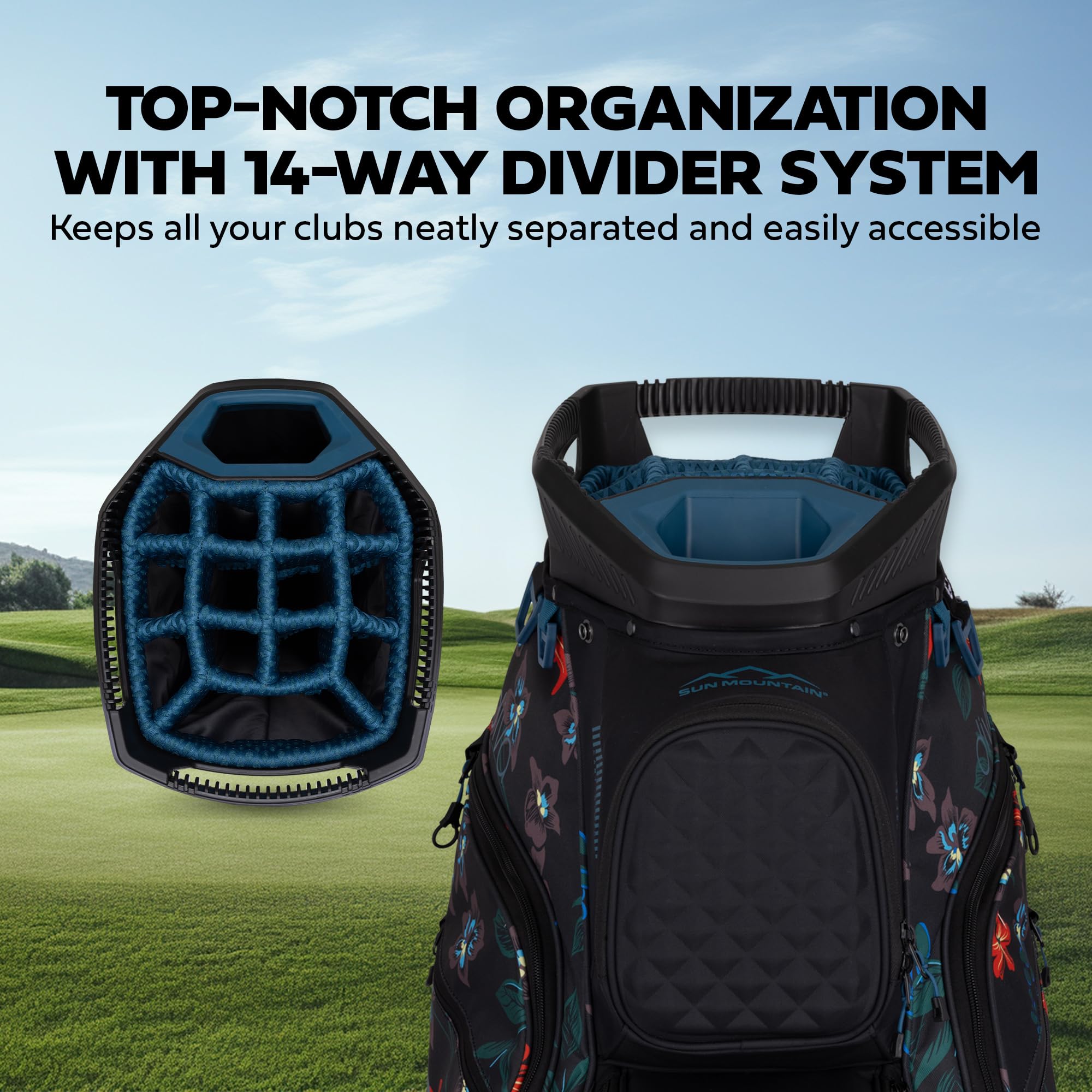 **Sun Mountain 2025 Diva 14-Way Divider Golf Bag for Women – Lightweight Cart Bag with 8 Spacious Pockets & Comfortable Carry Strap – Perfect for Golf Courses, Tournaments & Travel**