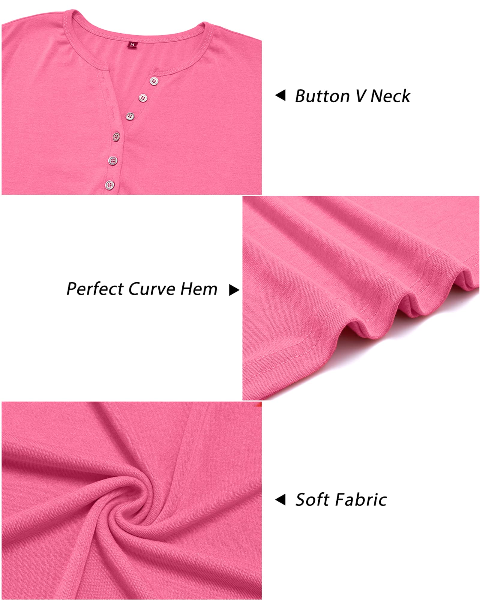 KILIG Women's Short Sleeve V-Neck Button Down Blouse - Casual Loose Fit Henley Top for Everyday Wear | Perfect for Work, Weekend Outings & Summer Fashion