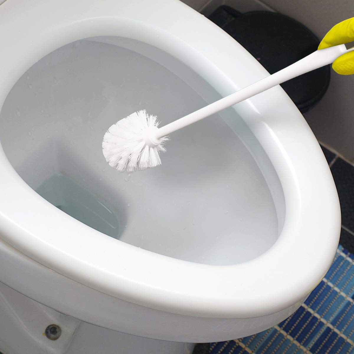 Eco-Friendly Plastic Toilet Brush Set with Soft Bristles & Long Handle (14.17 Inch) - 4 Pack - Perfect for Bathroom Cleaning & Hygiene Maintenance