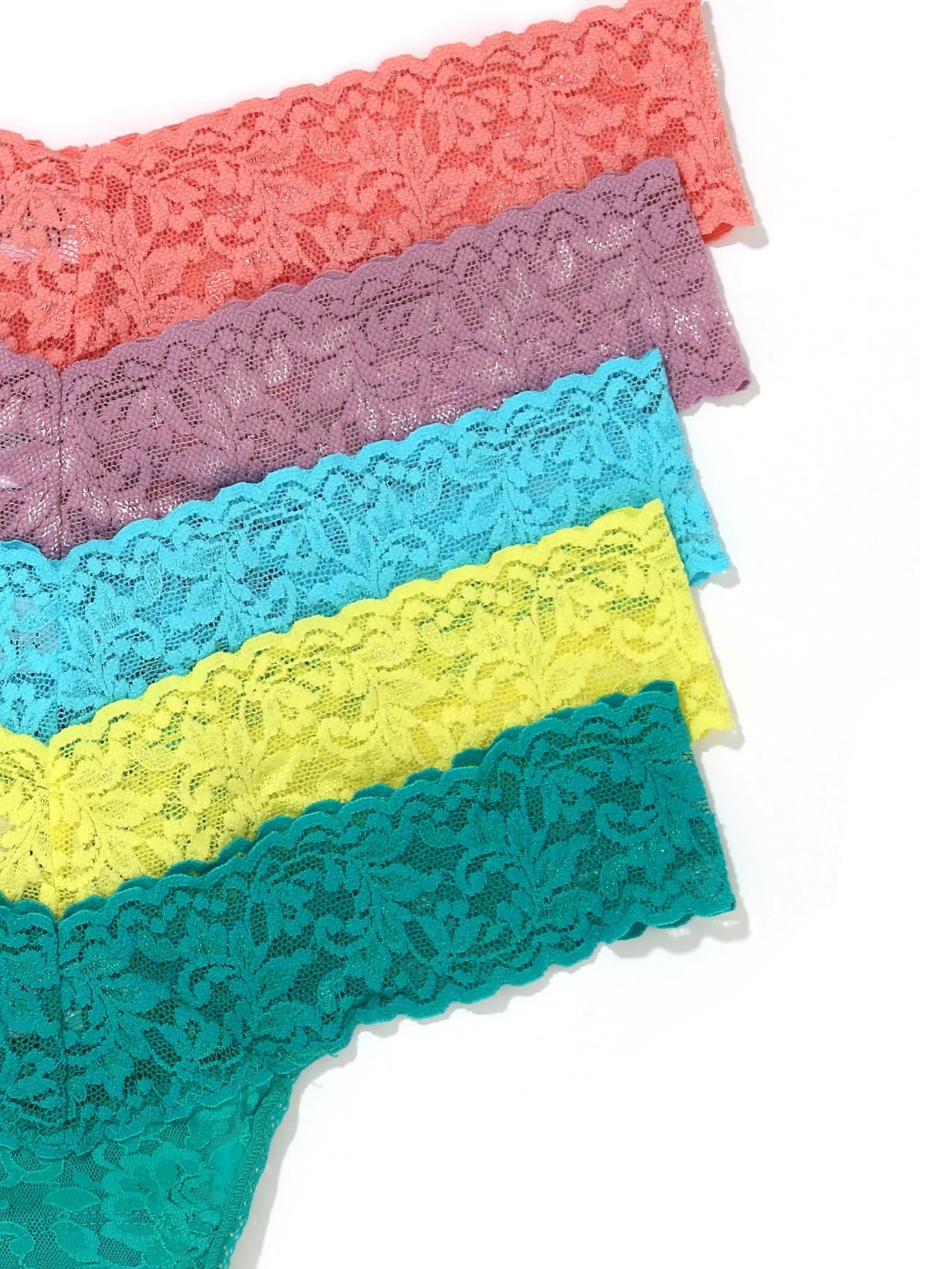 5 Pack Signature Lace Low Rise Thongs - Soft Comfort Underwear for Women, Seamless Panties in Printed Gift Box - Perfect for Daily Wear, Special Occasions & Intimate Moments