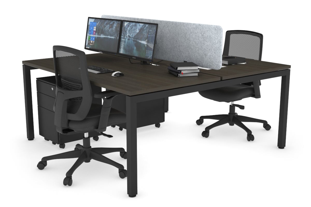 Quadro Square Legs 2 Person Office Workstation Desk - 1200L x 800W with Cable Management Scallop - Perfect for Shared Workspaces & Home Offices