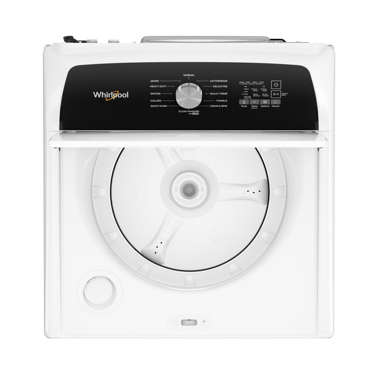 Whirlpool WTW5015LW 5.2 Cu.Ft. White Top Load Washing Machine with Built-In Faucet - Perfect for Laundry Rooms, Basements & Small Spaces