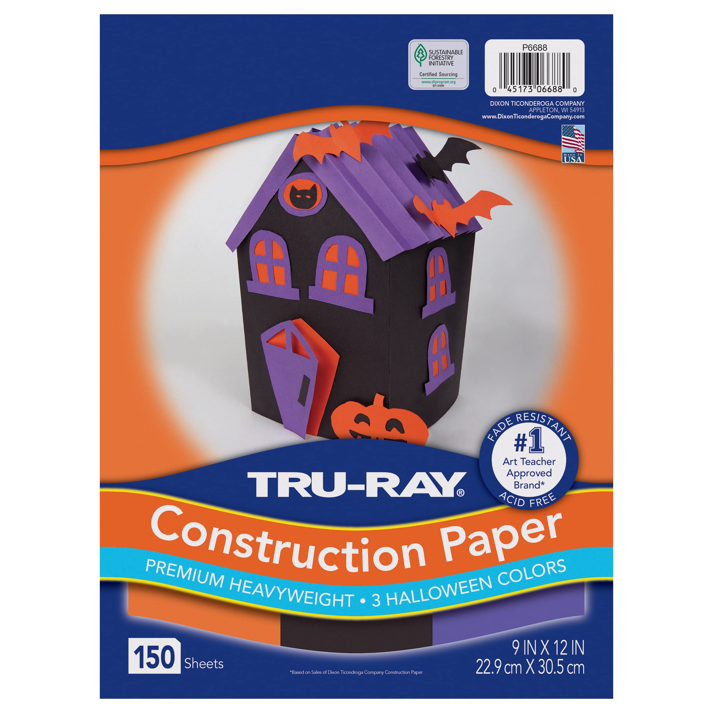 Tru-Ray Premium Construction Paper for Halloween - 9” x 12” 150 Sheets, 3 Assorted Colors | Bulk Art Supplies for Classroom Crafts, DIY Decorations & Kids' Projects