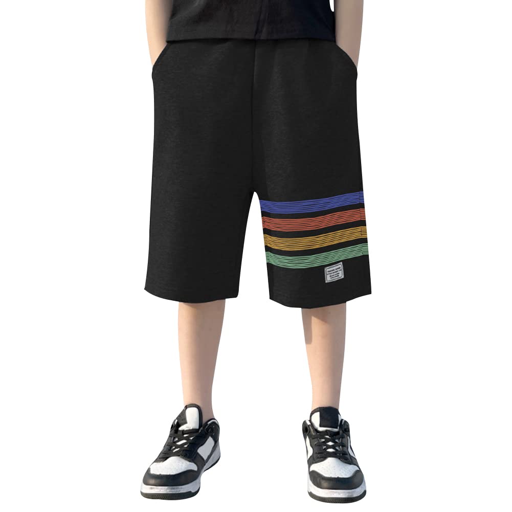 LSPAR Boys Athletic Shorts with Pockets & Drawstring - Cotton Basketball Shorts for Kids - Perfect for Sports, Gym, and Casual Wear
