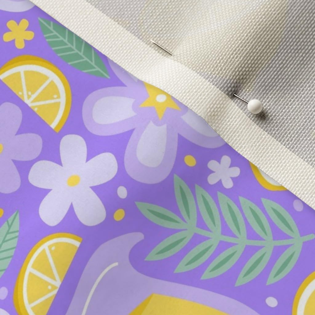 Lavender Lemonade Floral Printed Velvet Fabric by The Yard - Upholstery, Home Decor & Apparel Fabric | Summer Spring Yellow Floral Design | Perfect for DIY Curtains, Throw Pillows & Dressmaking