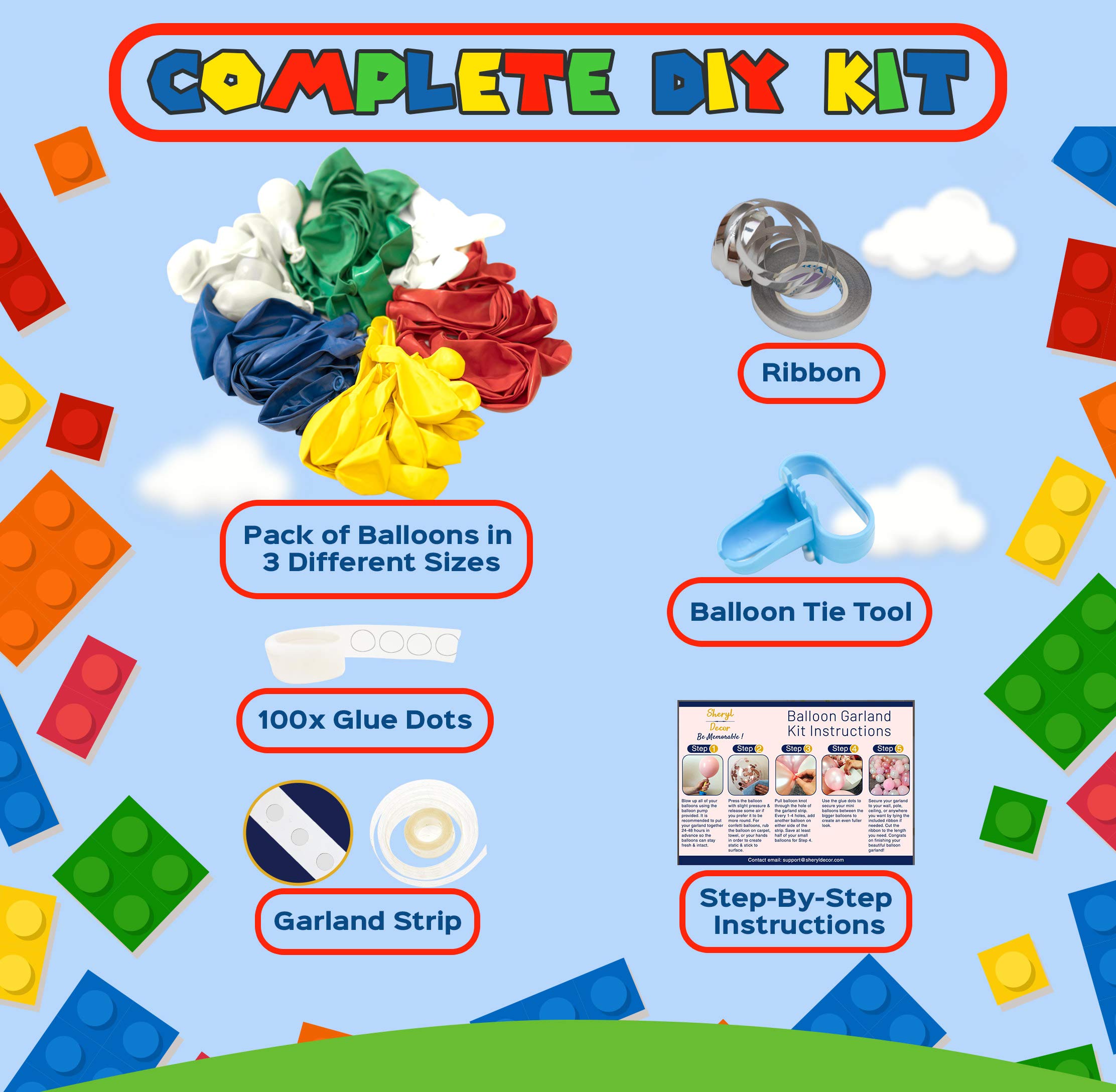 Sesame Street Balloons Arch Kit & Garland - Small & Large Red, Blue, Green Balloons for Birthday Party Decorations - Perfect for Elmo Circus, Carnival, Super Mario Themed Parties & Events