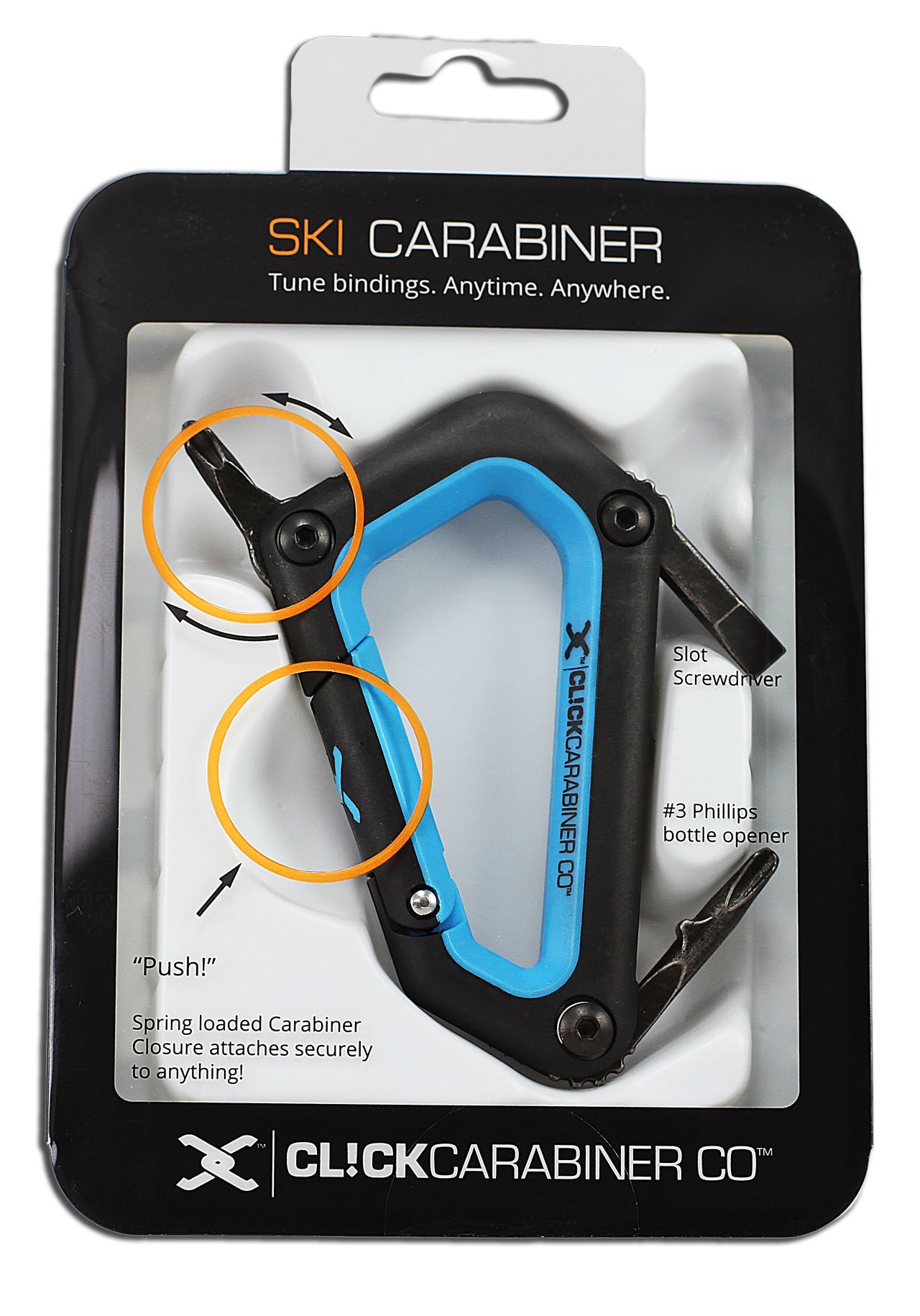 Alpine Ski Carabiner Tool - Neon Blue | Durable Climbing & Skiing Gear for Outdoor Adventures | Perfect for Ski Lifts, Backpacks & Gear Organization