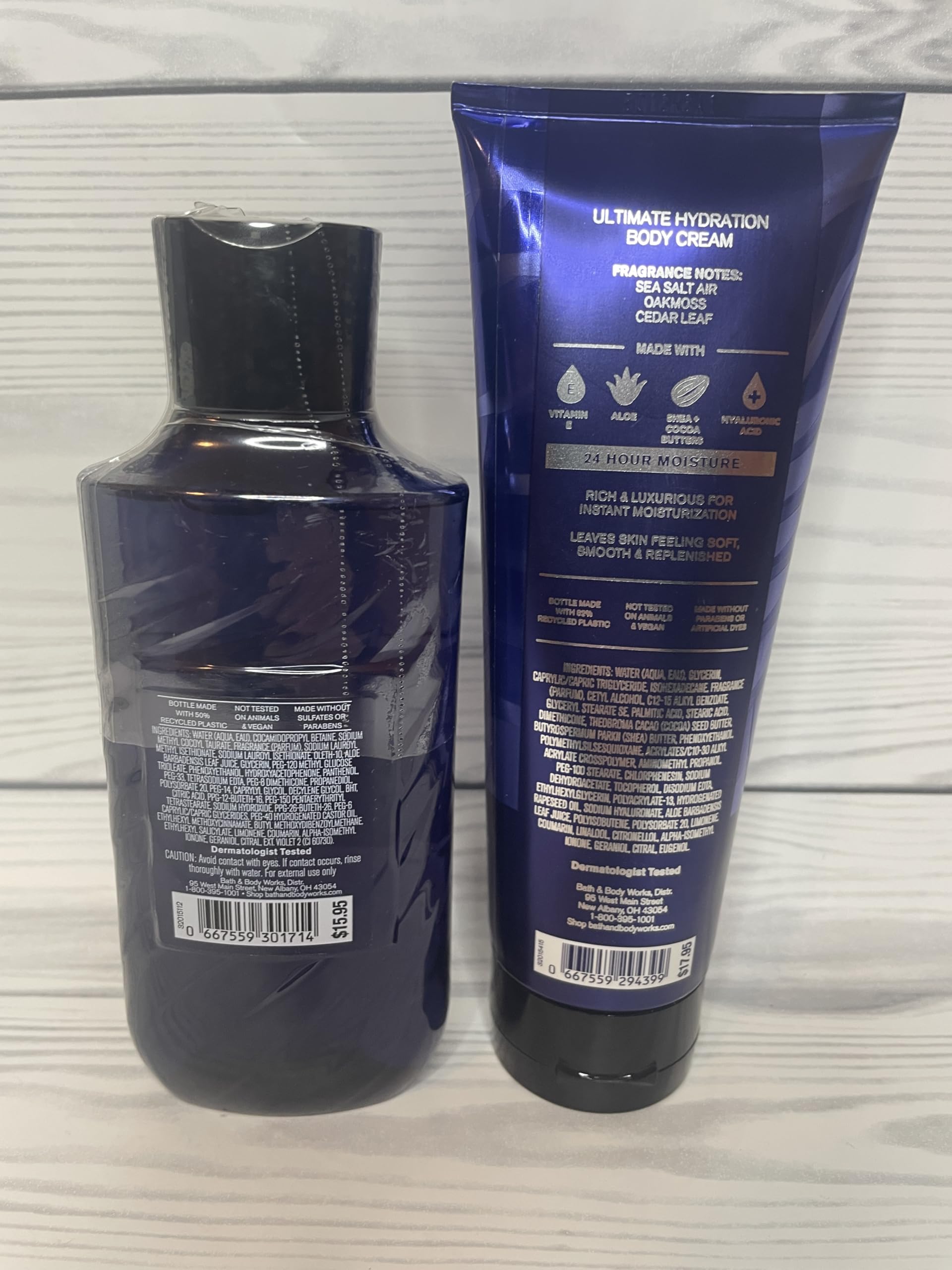 Bath & Body Works Men's Deep Ocean Ultimate Hydration Body Cream & Body Wash 2-Piece Gift Set - Moisturizing Skincare for Men, Perfect for Shower & Daily Use