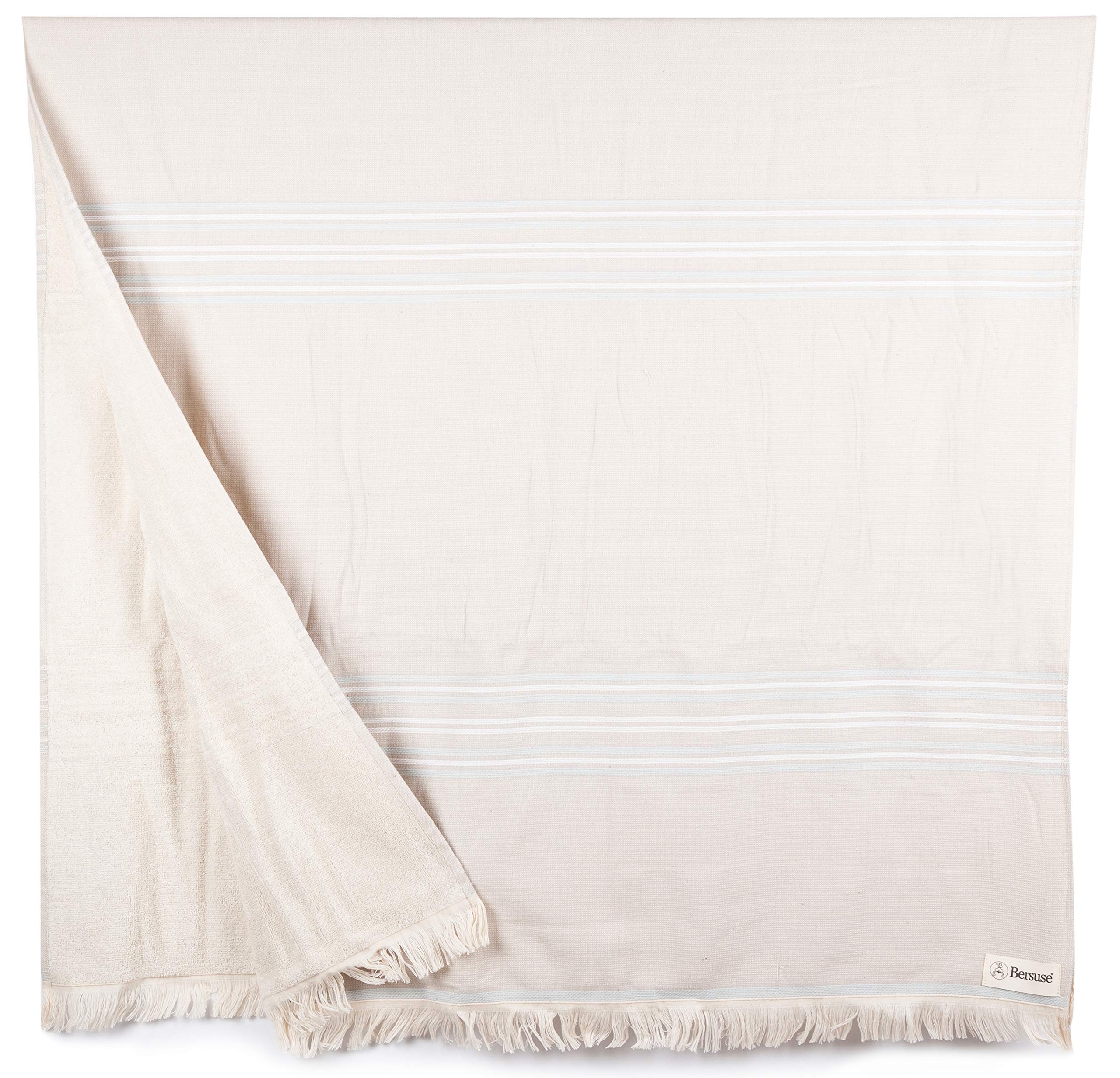 Bersuse 100% Cotton Turkish Peshtemal Towel - Lightweight, Quick-Dry, Super Absorbent Bath & Beach Towel (35x67 Inches, Steel Grey) - Perfect for Travel, Yoga, Spa & Poolside Use