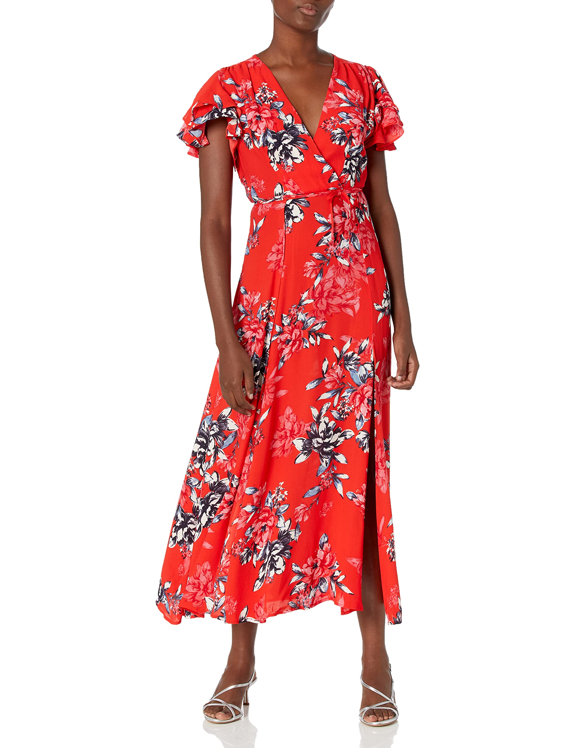French Connection Women's Coletta Floral Print Crepe Maxi Dress - Elegant Long Flowy Dress for Summer, Beach, Weddings & Special Occasions