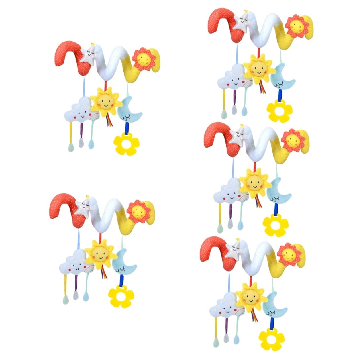 Wakauto 5 Sets Baby Stroller Pendant - Soft Fabric Car Seat Rattles Toys for Push Cars & Mobiles | Perfect for Newborns, Infants & Toddlers to Play & Develop Motor Skills During Stroller Rides & Car Trips