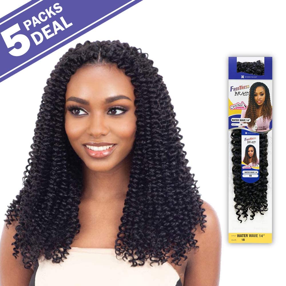 FREETRESS Water Wave Crochet Braids 14 Inch - 5 Pack (OT27) | Premium Synthetic Hair Extensions for Women | Perfect for Protective Styles, Boho Looks & Everyday Wear