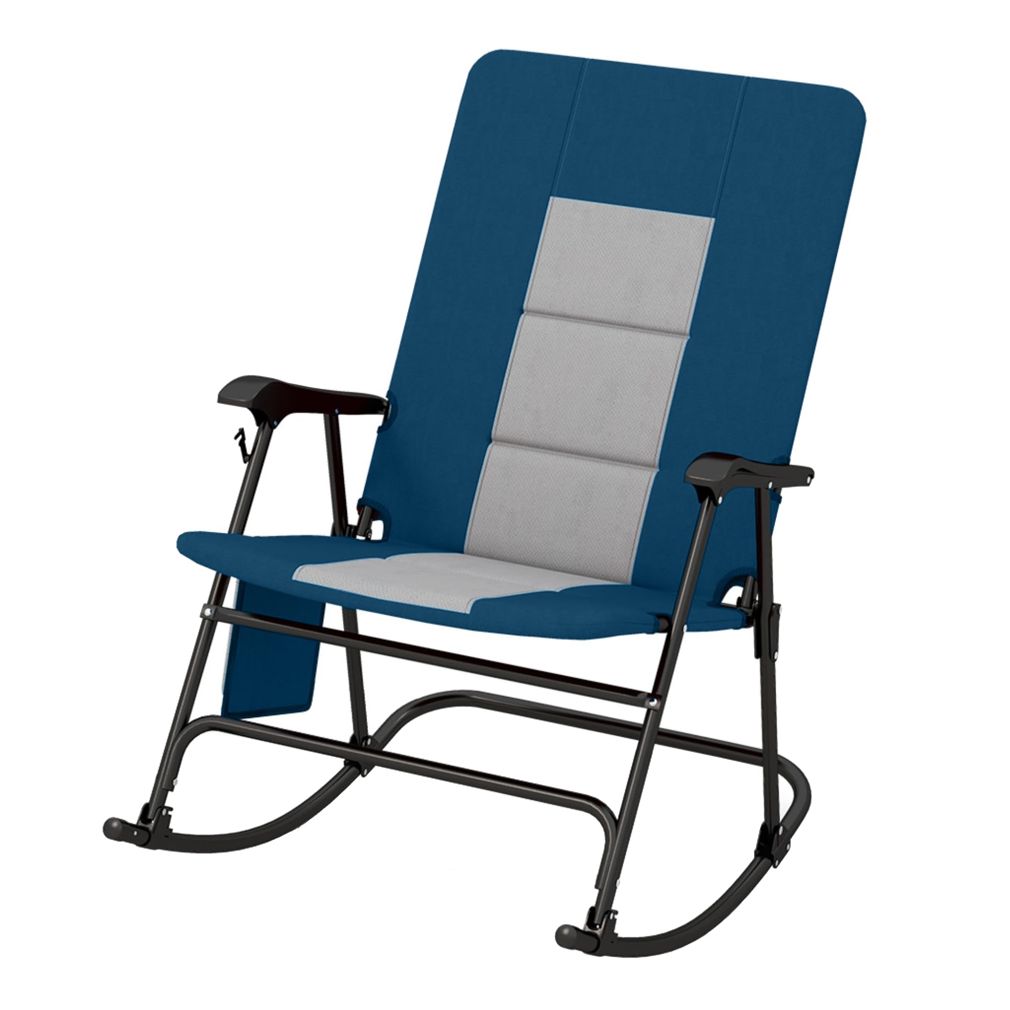 Tangkula Folding Rocking Chair - Heavy Duty 350 lbs Capacity, Padded High Back Camp Chair with Armrests, Portable Foldable Design for Indoor Outdoor Use, Patio Lawn Backyard Camping Beach Relaxation (Blue)