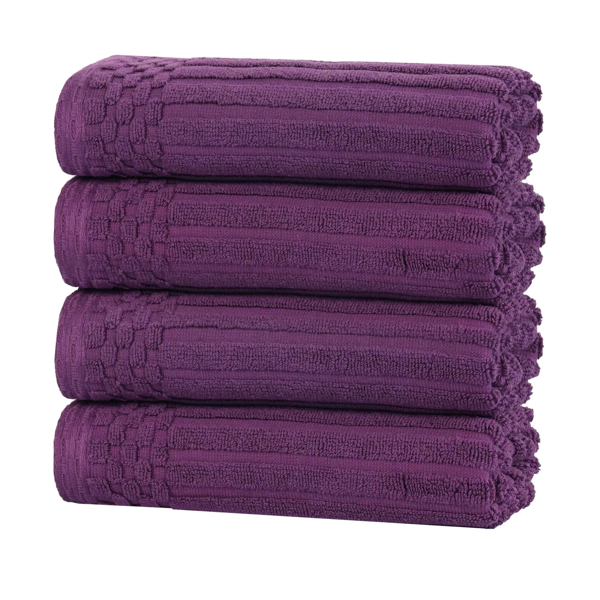 Premium Soho Ribbed Cotton Hand Towel Set - 4-Piece Ultra Absorbent Bath Towels for Kitchen, Bathroom & Gym - Soft & Quick-Drying