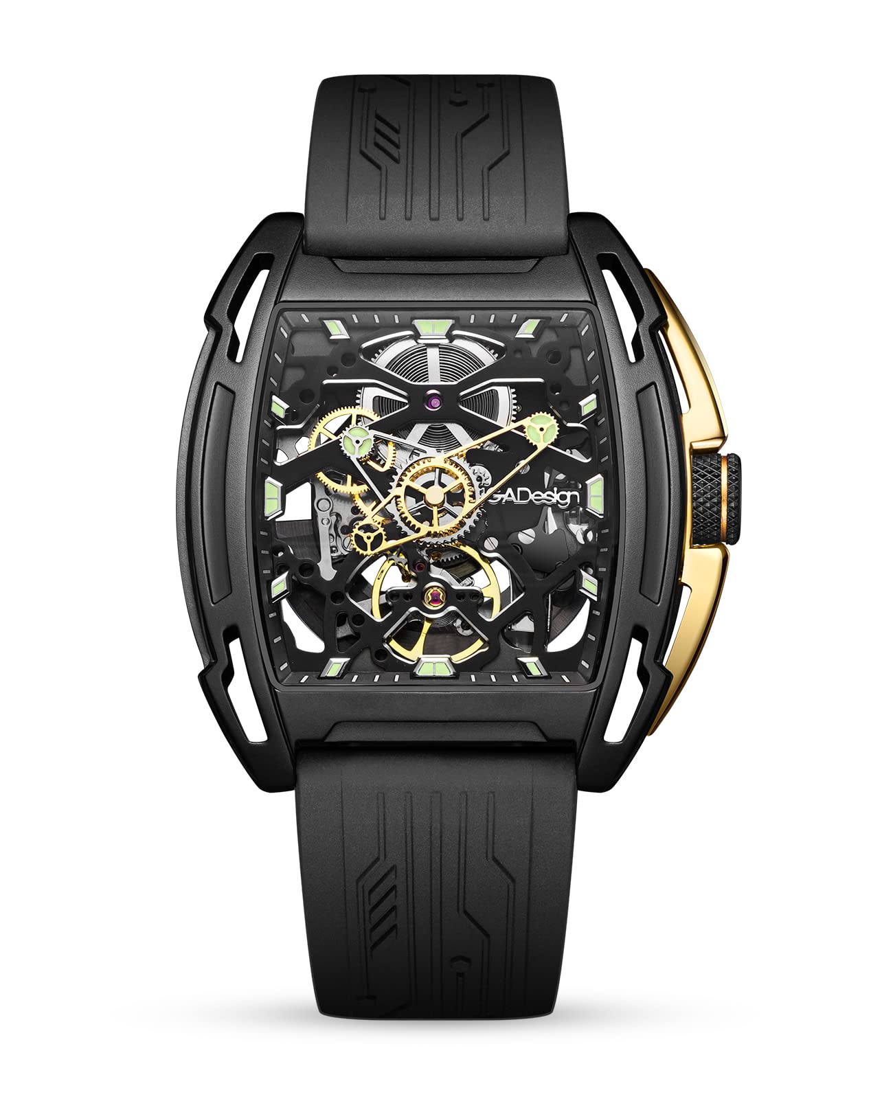 CIGA Design Z Series Automatic Skeleton Mechanical Watch for Men & Women - Luxury Tonneau Case with Leather & Silicone Strap, Stainless Steel Business Dress Waterproof Timepiece - Perfect for Office, Formal Events & Gift Giving