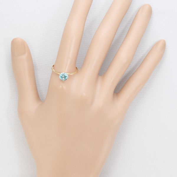 18K Yellow Gold Blue Zircon Ring for Women - Elegant Birthstone Jewelry Gift for Anniversary, Engagement & Special Occasions