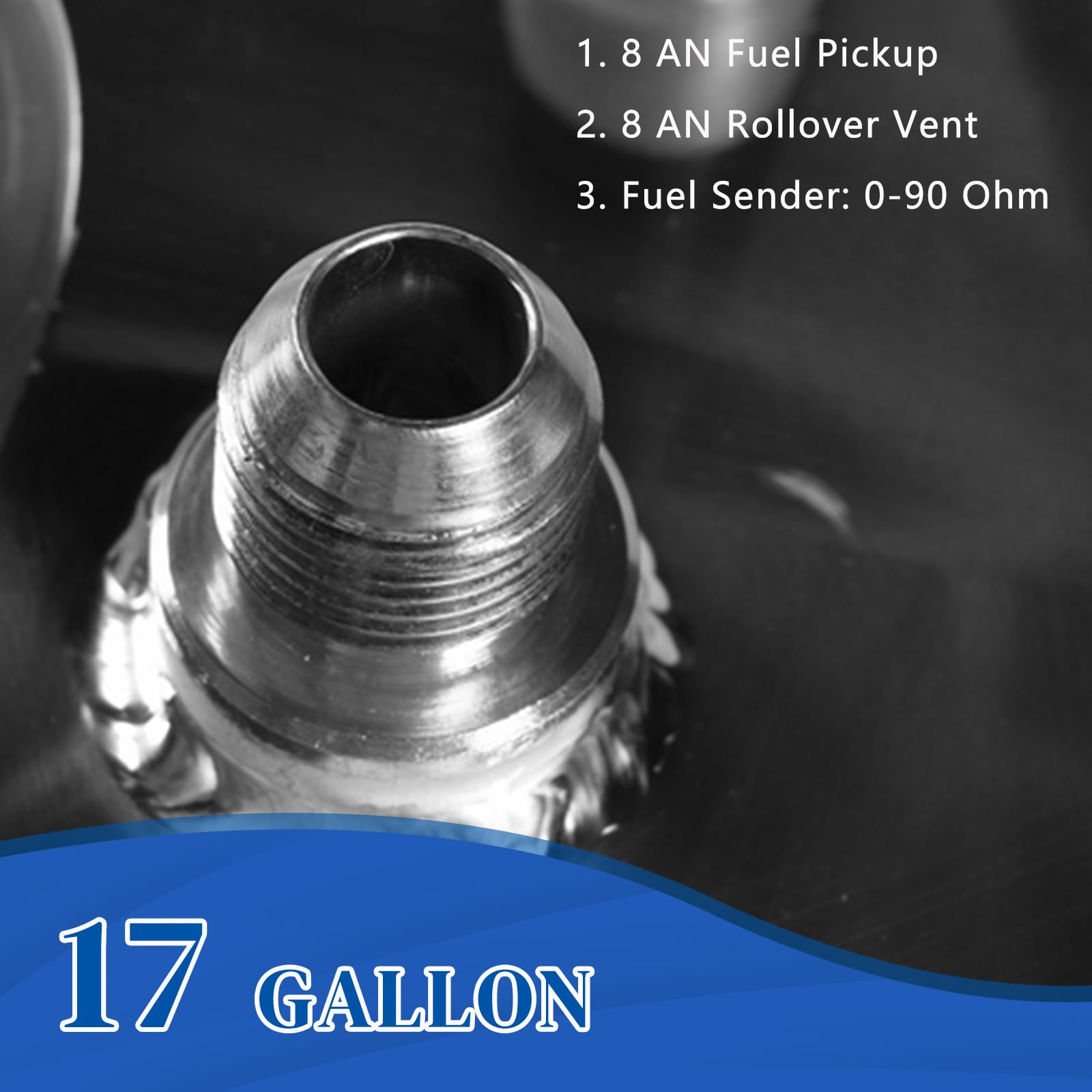 17 Gallon (70L) Aluminum Fuel Tank with Level Sensor - Universal Racing, Street, Drift Strip Gas Cell - Silver | High-Performance Fuel Storage for Cars, Trucks, and Off-Road Vehicles