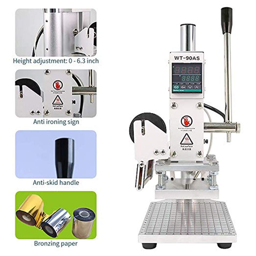 YUNSHINE 110V Hot Foil Press Machine - Manual Temperature Control Embosser for DIY Crafts (5x7cm Press Board) - Perfect for Paper, Card, Leather, PVC, PU & Wood Stamping - Ideal for Wedding Invitations, Business Cards & Leather Craft Projects
