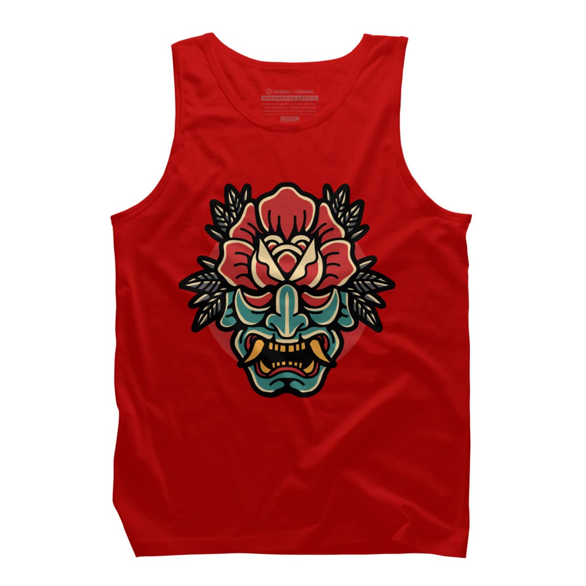 Design By Humans Men's Oni-Rose Graphic Tank Top by Donipacoceng - Stylish Anime-Inspired Casual Wear for Summer Outings & Festivals