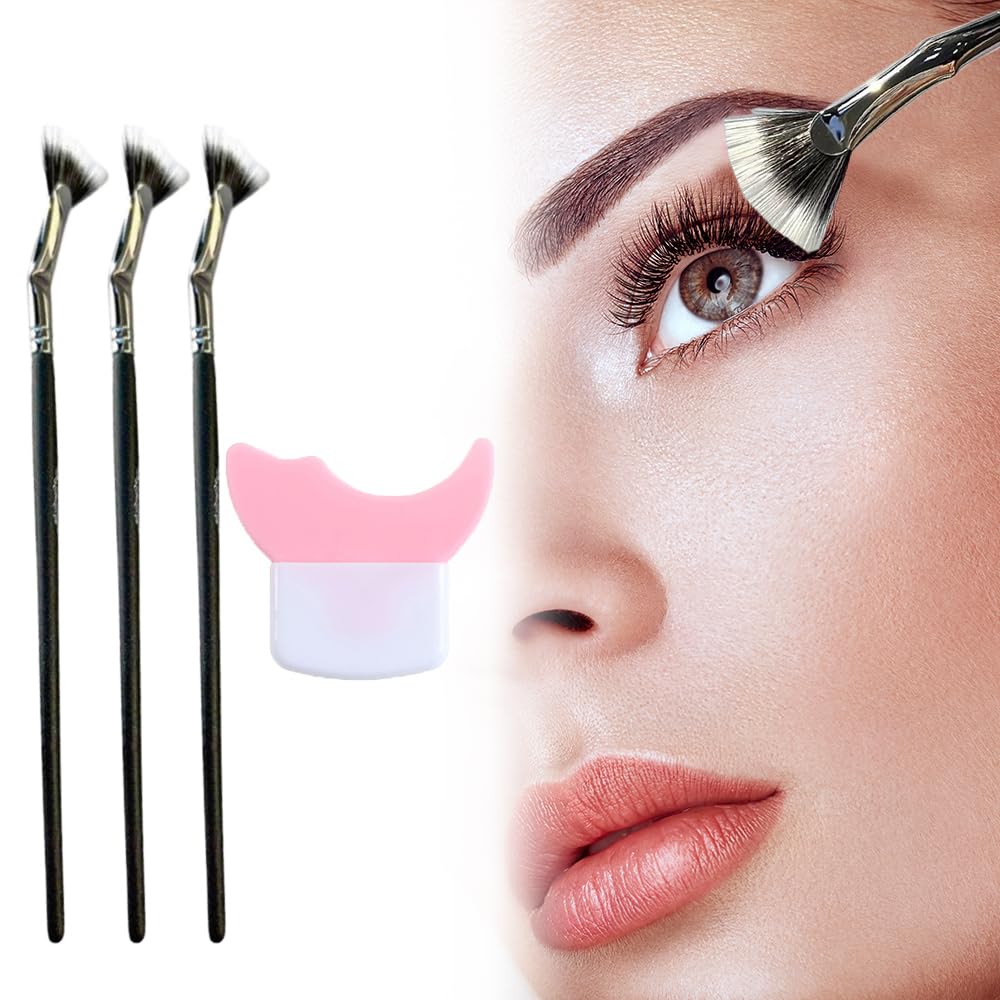 Fan Mascara Brush - Clump-Free Bent Lash Wand for Beginners (4PCS) - Perfect for Travel & Daily Makeup