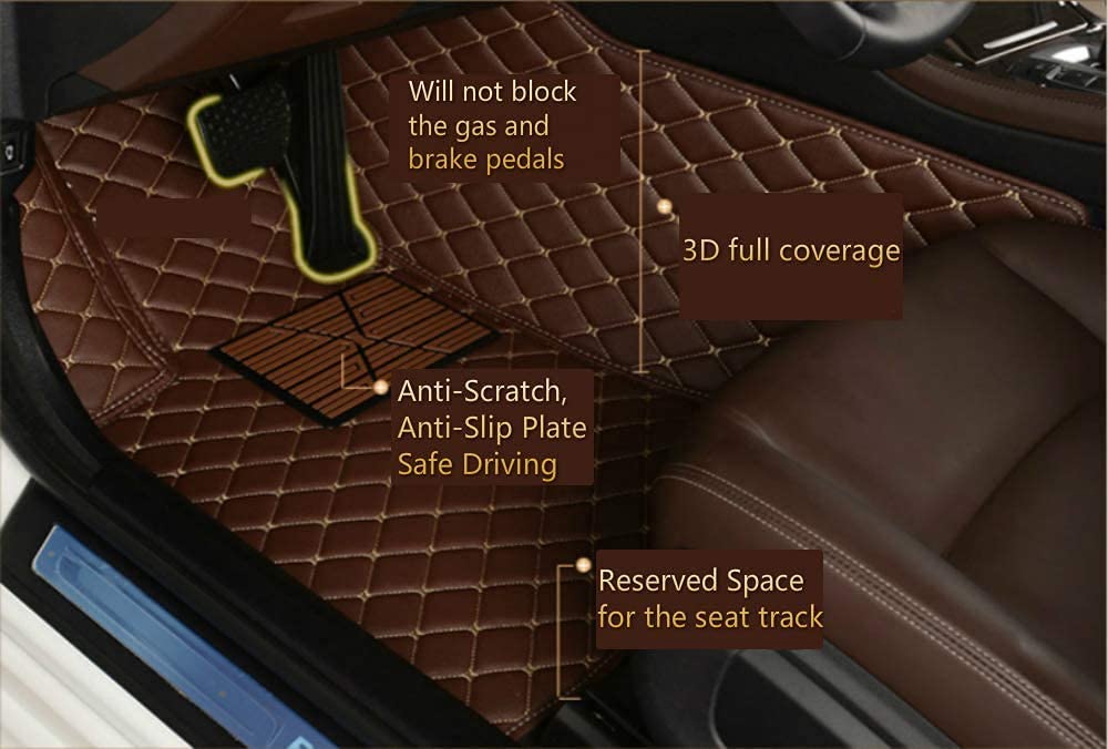 Custom Fit Car Floor Mats for 95% Sedan SUV & Sports Cars - Full Coverage Non-Slip Leather Liners - Red & Black Set (1 Pair) - Perfect for Daily Commute, Road Trips & All-Weather Protection