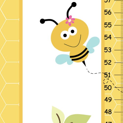 Kid O Little Yellow Bumble Bee Growth Chart - Wall Decor for Kids Room, Nursery & Playroom - Fun Educational Measurement Tool for Toddlers & Preschoolers