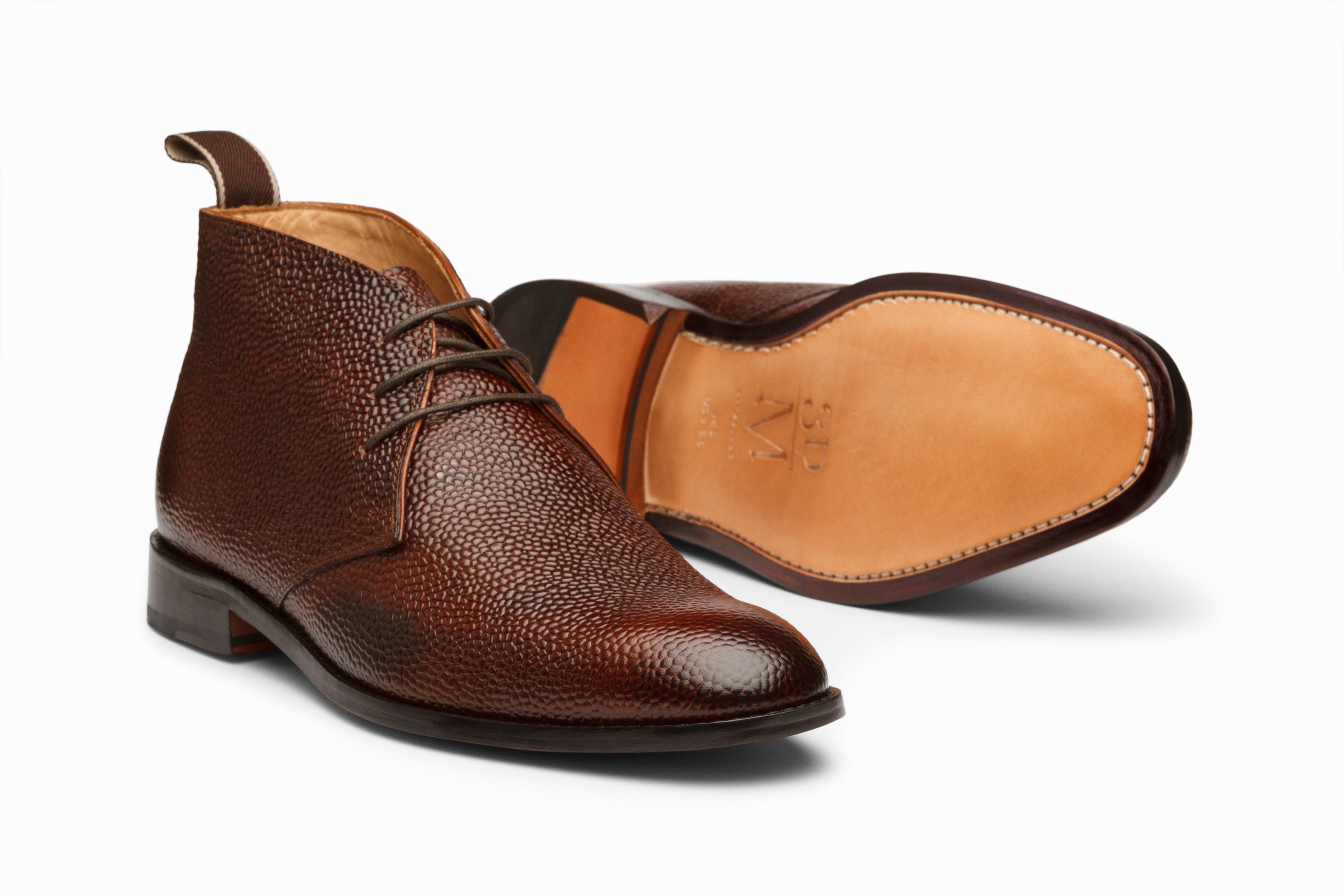 Men's Brown Grain Leather Chukka Boots - Comfortable Casual & Dress Shoes for Work, Outdoor & Everyday Wear